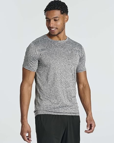 Real Essentials 5 Pack: Men’s Short Sleeve Dry Fit Active Crew Neck T Shirt - Athletic Running Gym Workout Tee Tops
